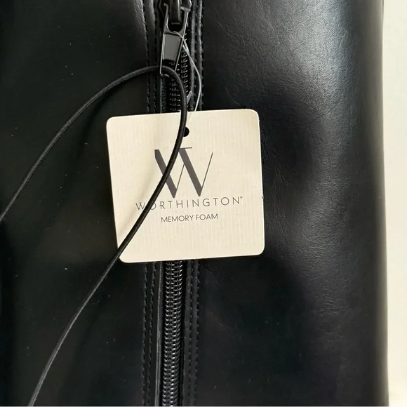 Worthington Sleek Black Leather Heeled Boots - Picture 13 of 14